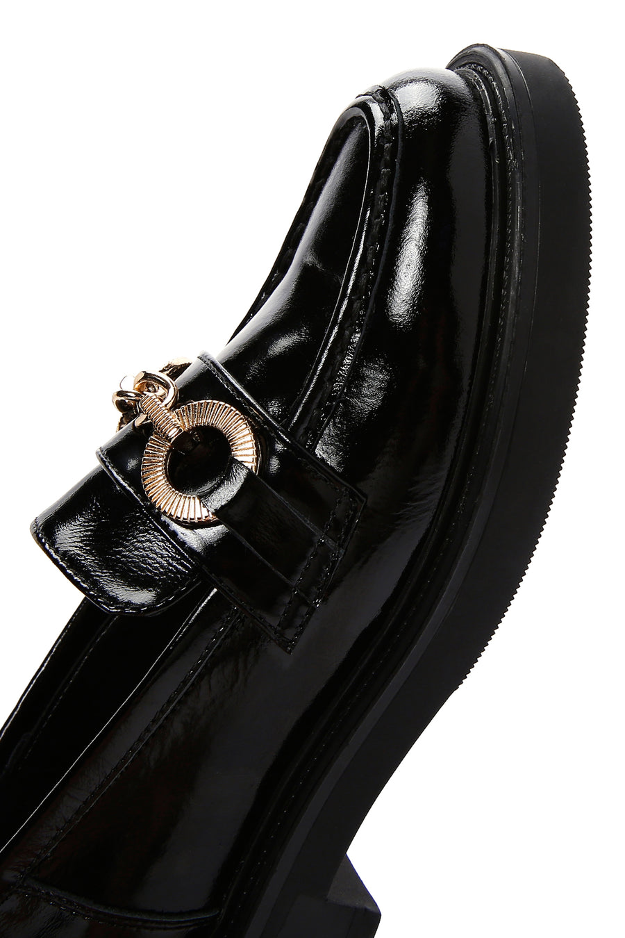 Women's Black Chain Detailed Leather Masculine Loafer