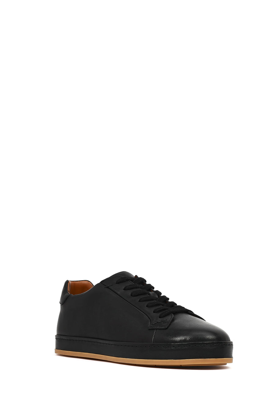 Erkek Siyah Bağcıklı Deri Sneaker