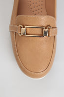 Brown Women's Leather Loafer with Wedge Heels | Derimod
