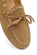 Women's Beige Suede Leather Loafer | Derimod