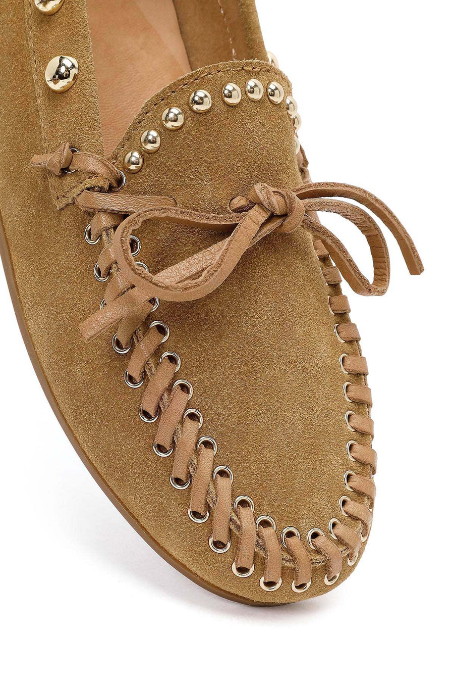 Women's Beige Suede Leather Loafer