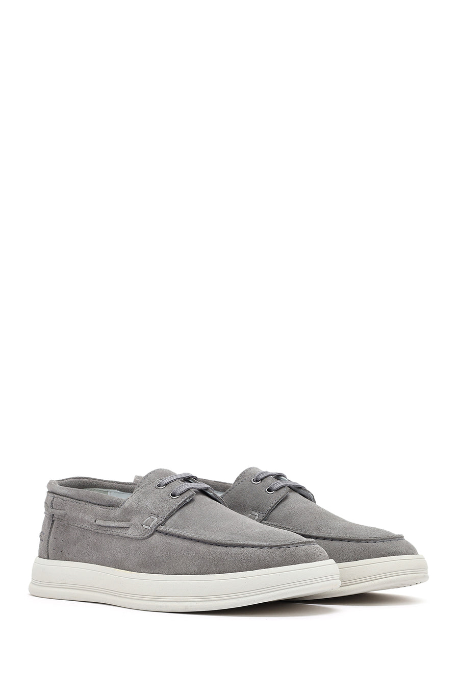 Men's Gray Lace-up Suede Leather Casual Shoes