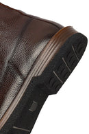 Male Brown Lace-Up Zip Closure Leather Casual Boots | Derimod