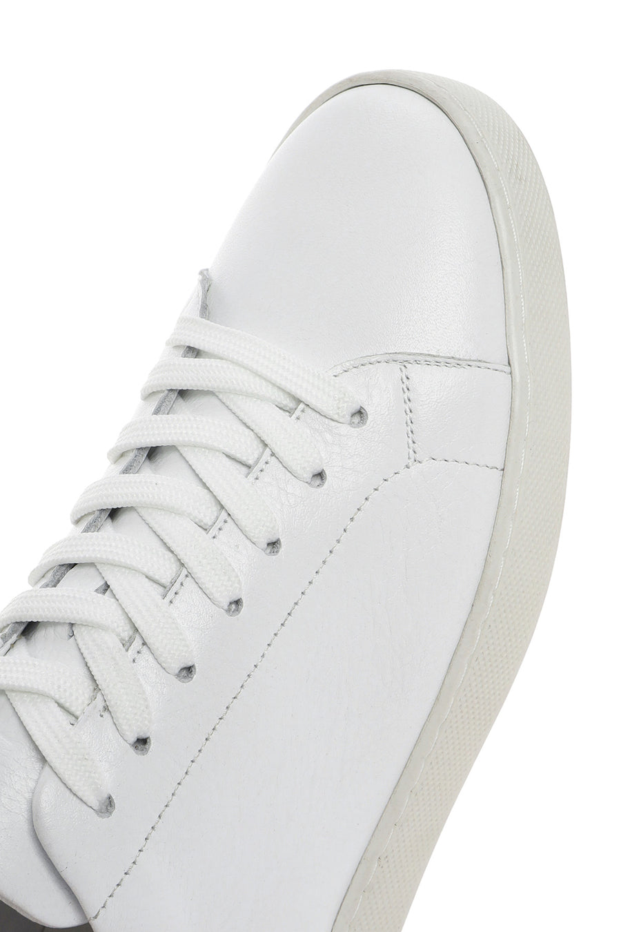 Erkek Beyaz Bağcıklı Deri Sneaker
