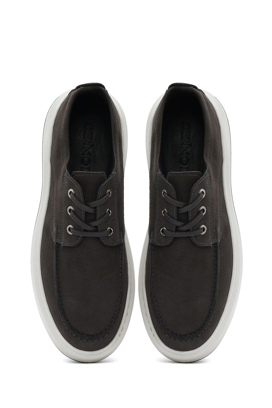 Men's Grey Lace-up Chunky Sole Nubuck Leather Casual Shoes