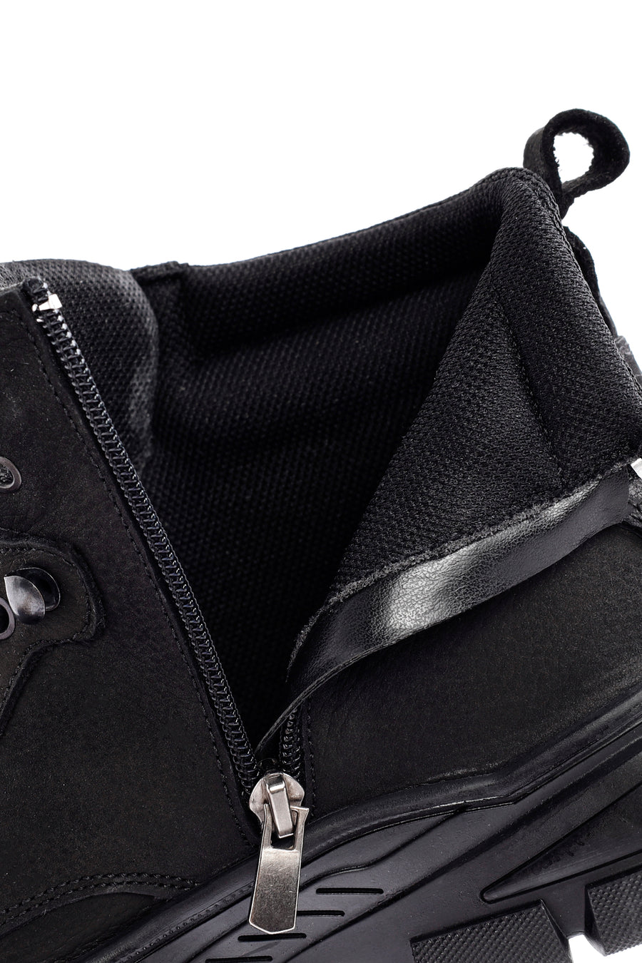 Men's Black Zippered Casual Nubuck Leather Boots