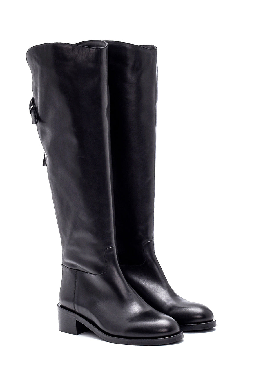 Women's Leather Buckle Detailed Boots