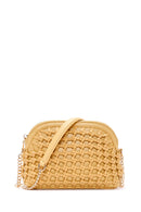 Women's Yellow Long Chain Strap Knitted Crossbody Bag | Derimod