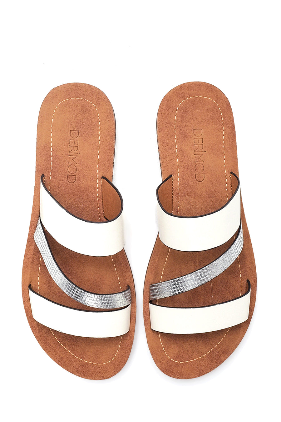 Women's White Stone Slippers