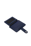 Men's Navy Leather Cardholder | Derimod