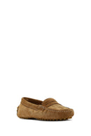 Women's Tan Suede Leather Loafer | Derimod