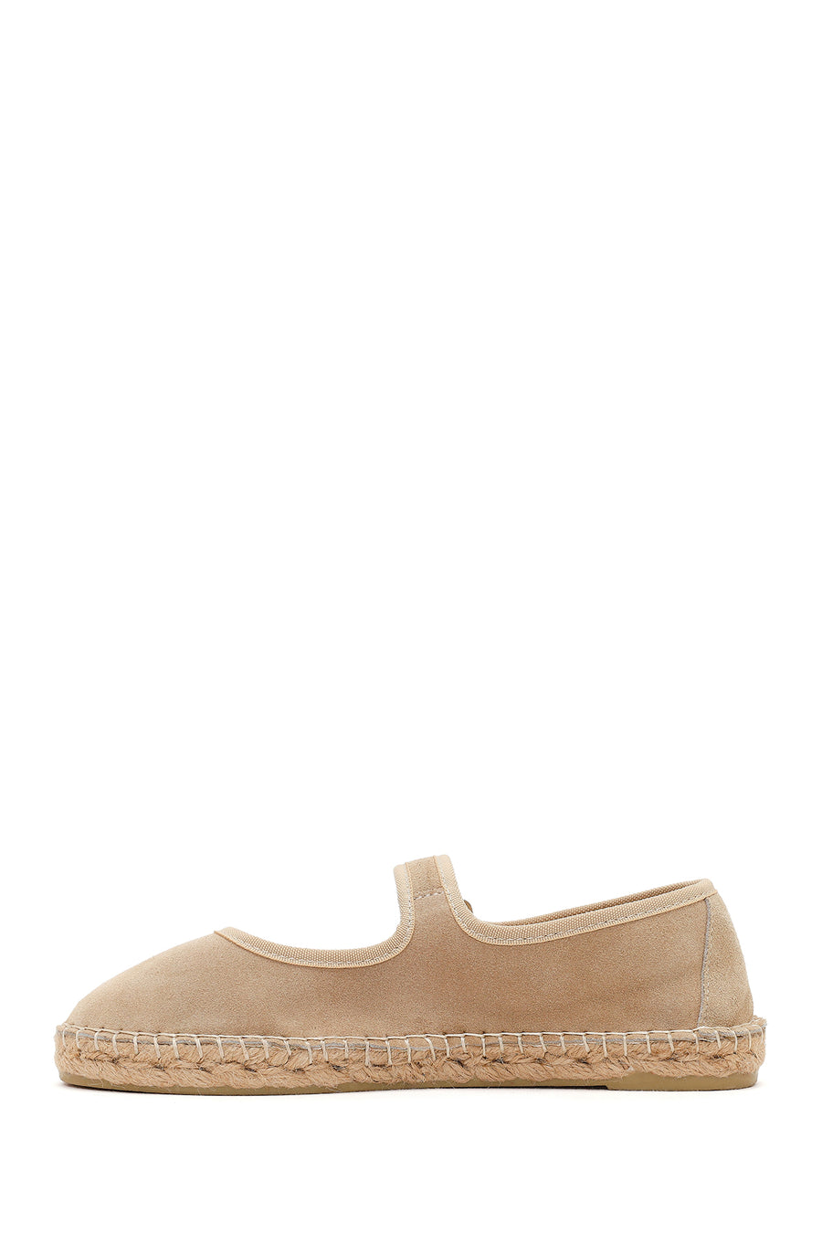 Women's Beige Strap Suede Leather Espadrilles