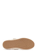 Women's Cream Strapped Leather Sport Ballet Flats | Derimod