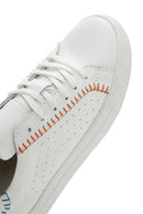 Women's White Lace-Up Leather Sneaker | Derimod