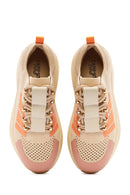 Derimod Zero Women's Beige Thick-Soled Lace-Up Fabric Sneakers | Derimod