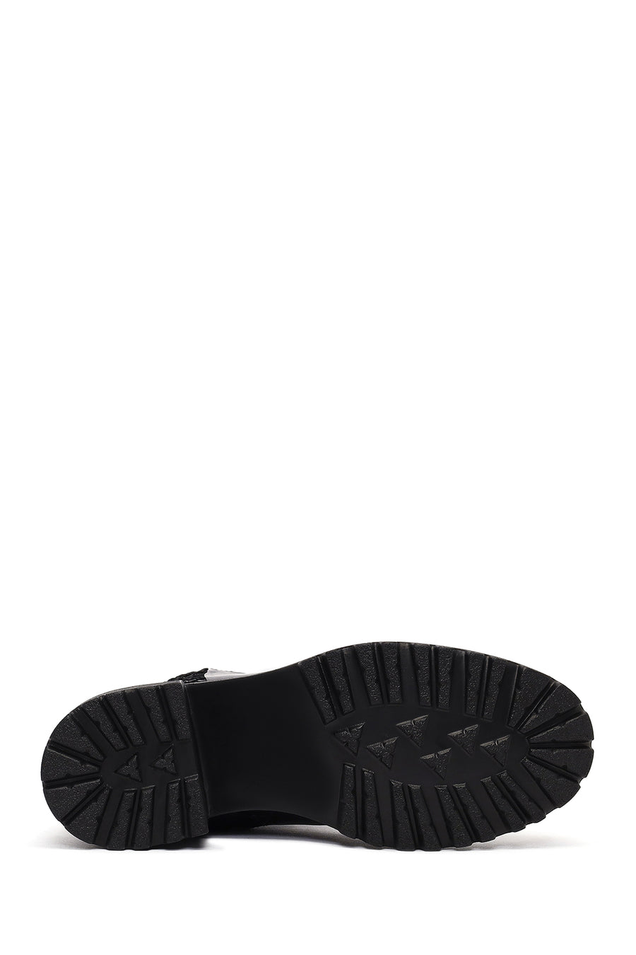 Women's Black Zippered Thick Heeled Leather Boot