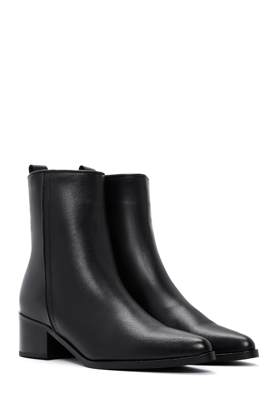 Women's Black Leather Zippered Boots