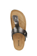 Geox Women's Gray Brionia Leather Flip Flops | Derimod