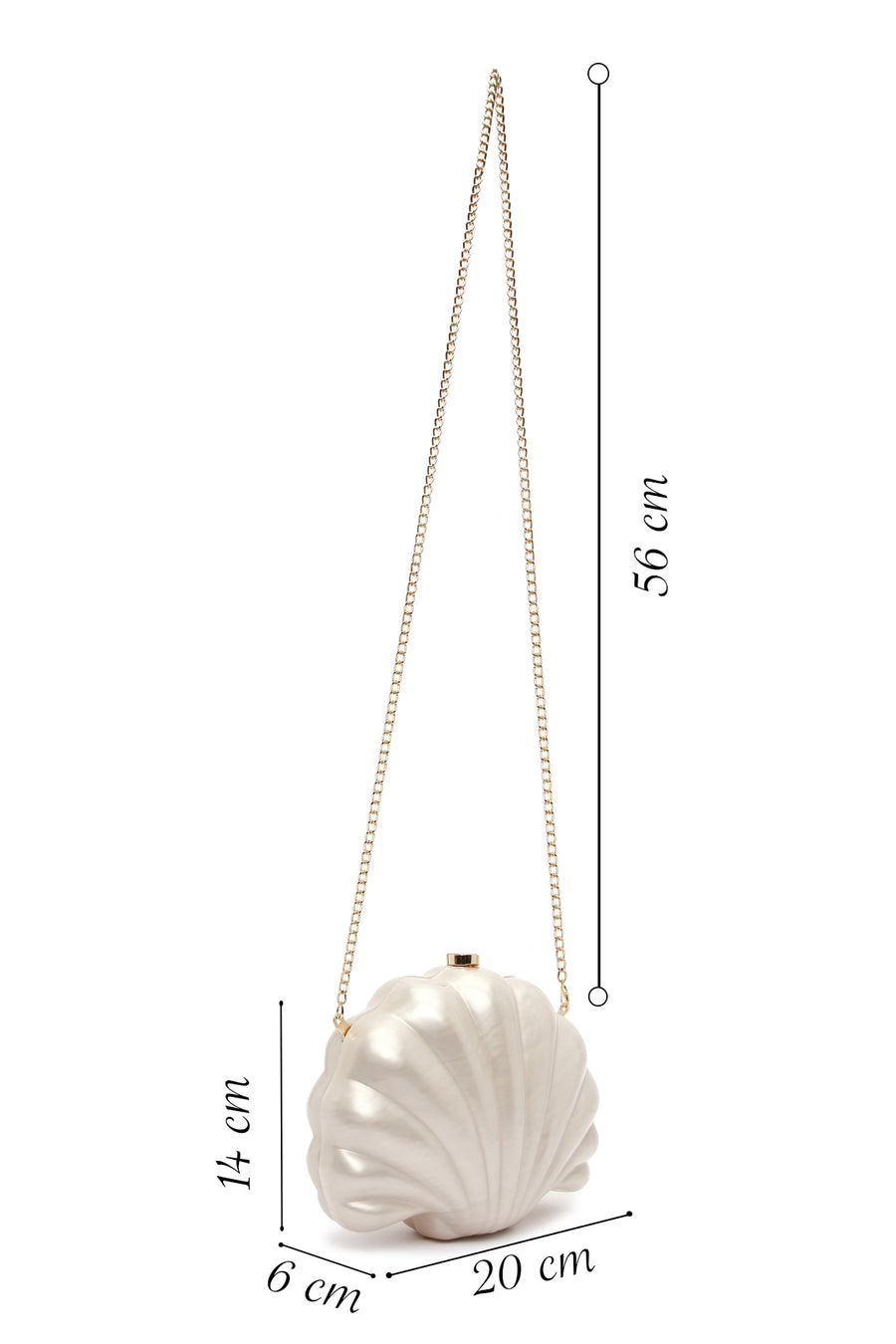 Women's White Long Chain Strap Mini Clutch Evening Bag