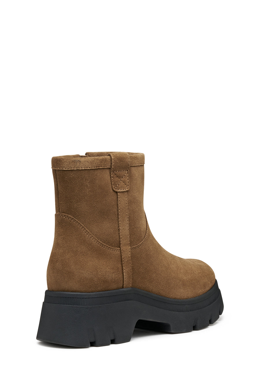 Geox Women Tan D Pluette Zippered Thick Sole Suede Leather Boots