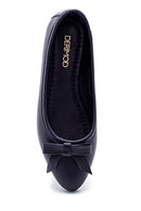 Women's Leather Bow Detailed Ballerinas | Derimod