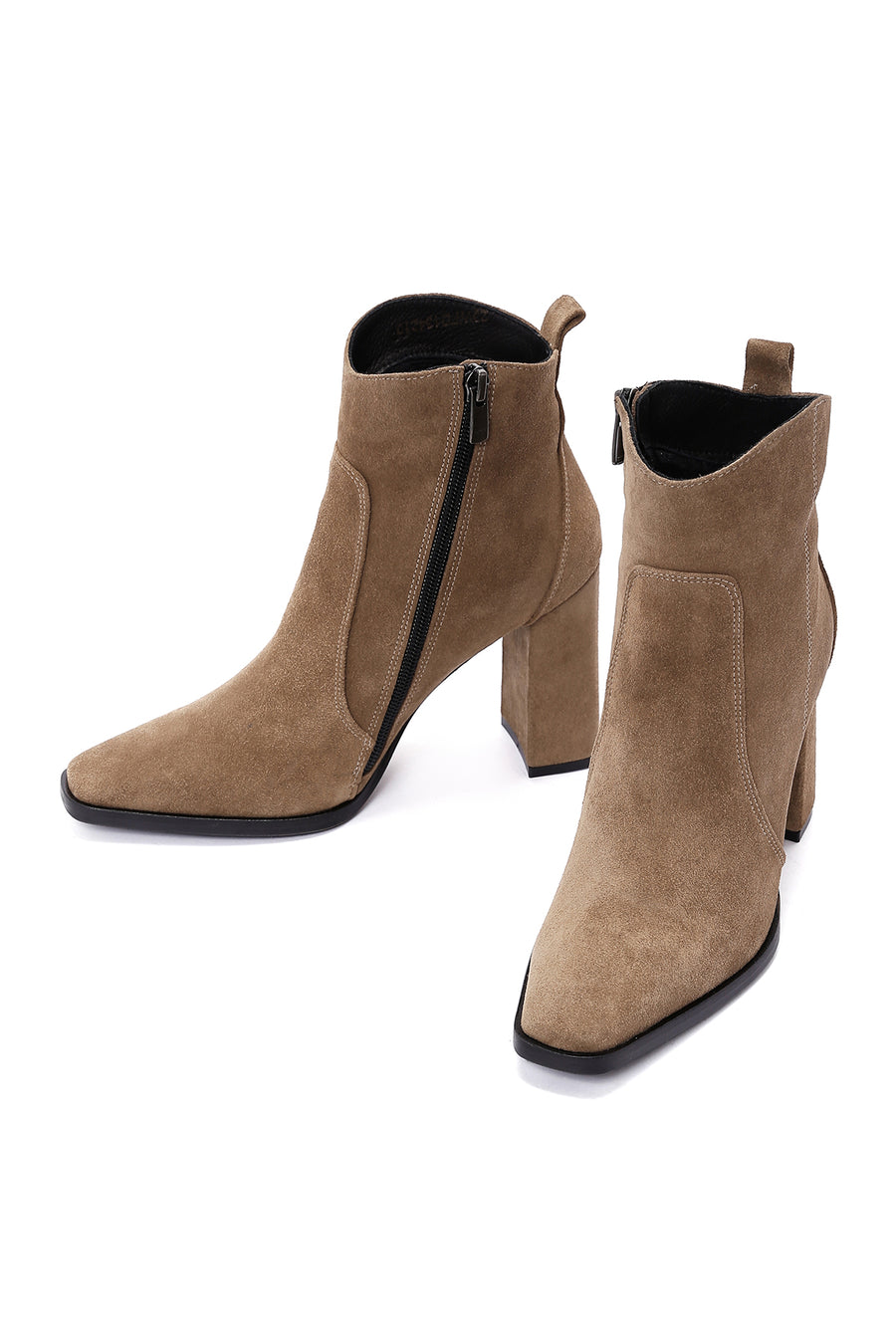 Women's Brown Suede Leather Heeled Boots