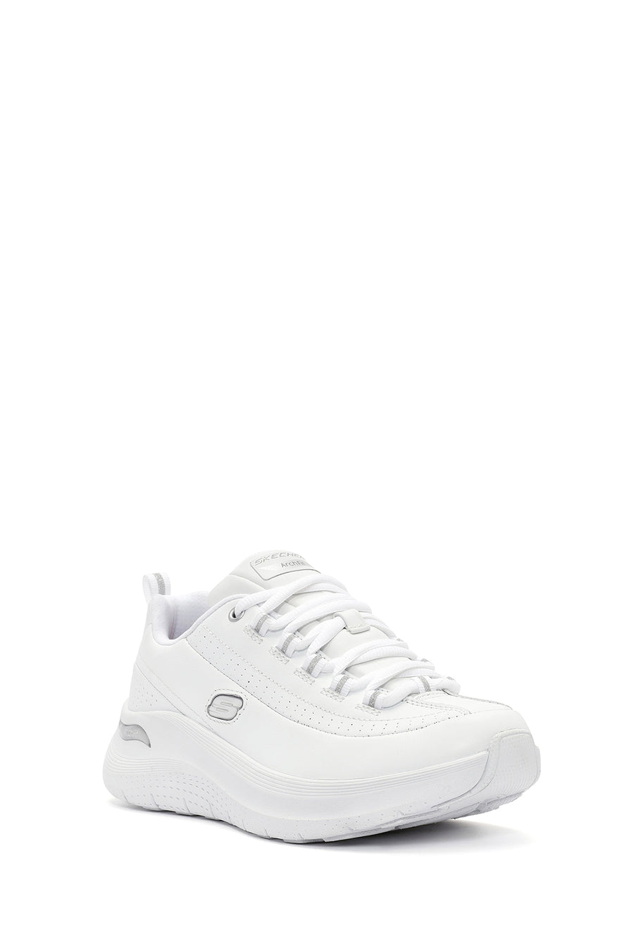 Skechers Women's White Arch Fit Lace-Up Chunky Sole Sneakers
