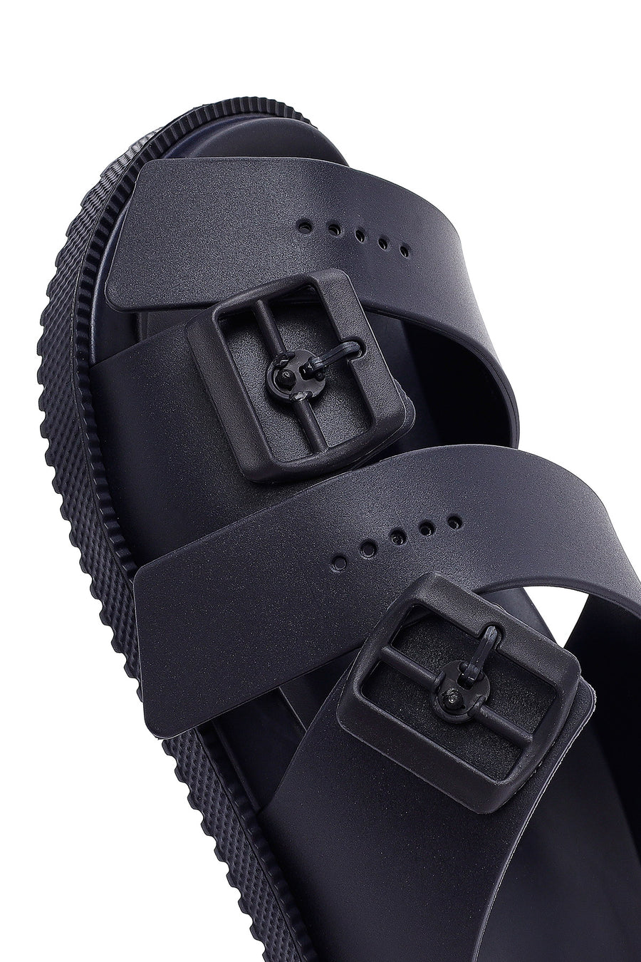 Men's Navy Blue Double Buckle Slippers