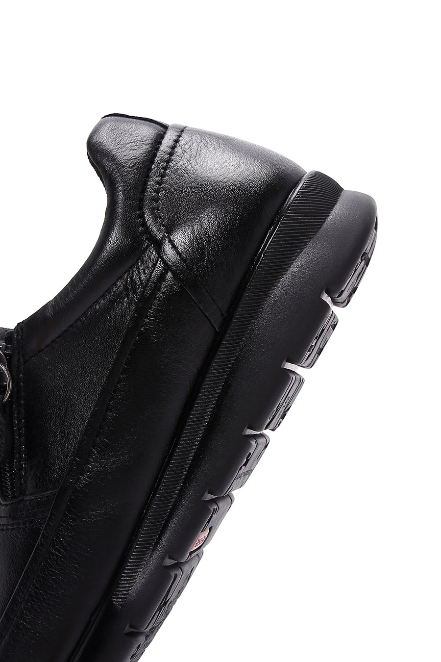 Women's Black Zippered Leather Comfort Shoes
