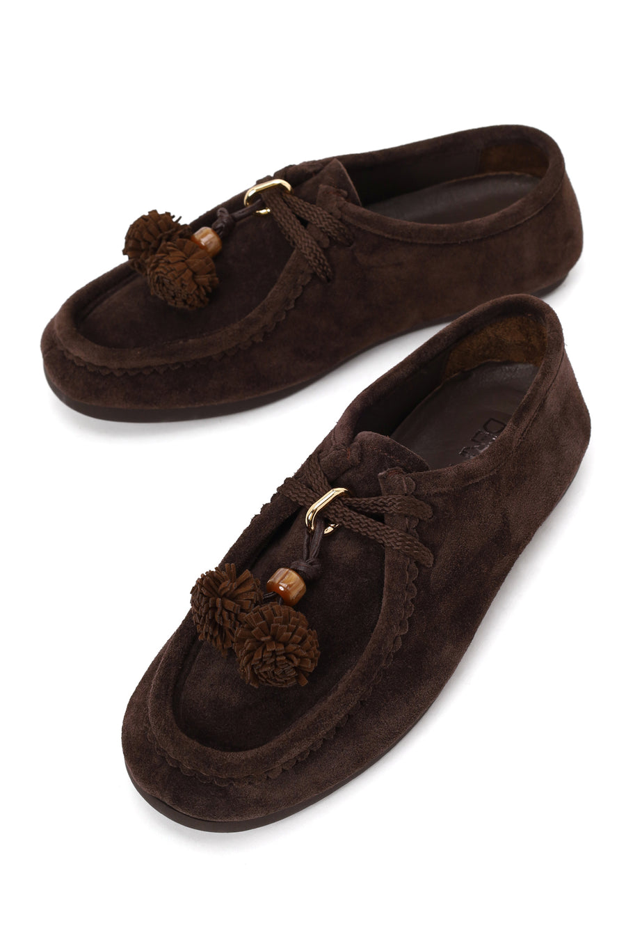 Woman Brown Lace-up Tasselled Suede Casual Shoes