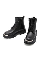 
Men's Black Lace-Up Zippered Leather Combat Boot
 | Derimod