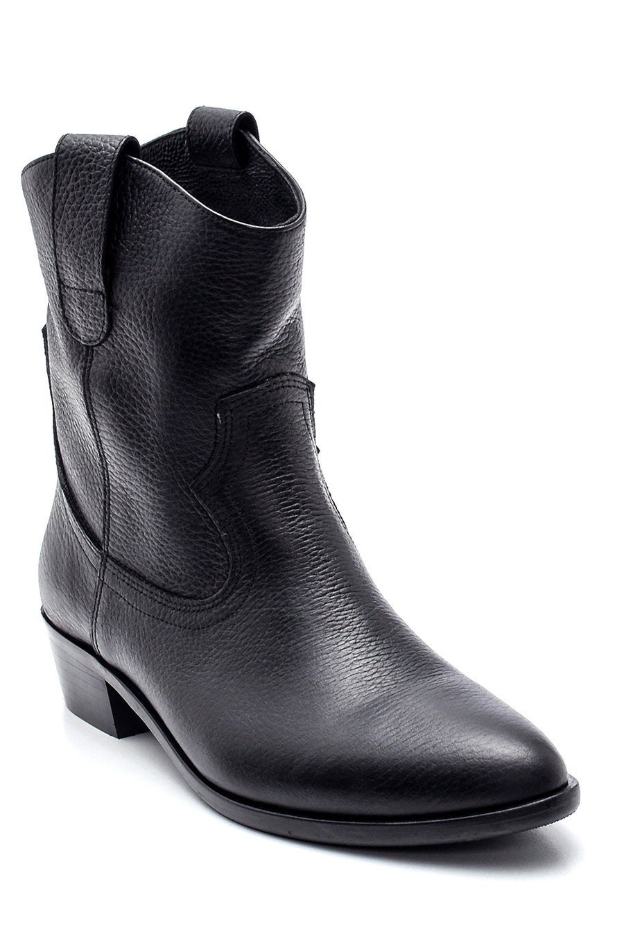 Women's Leather Short Heeled Cowboy Boots