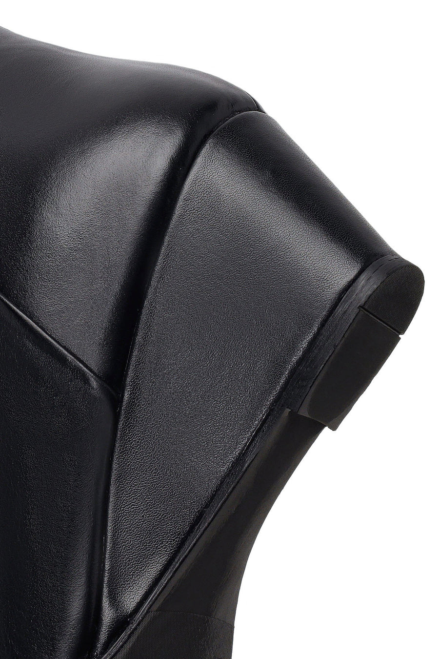 Woman Black Zip Closure Wedge-Heel Leather Boots