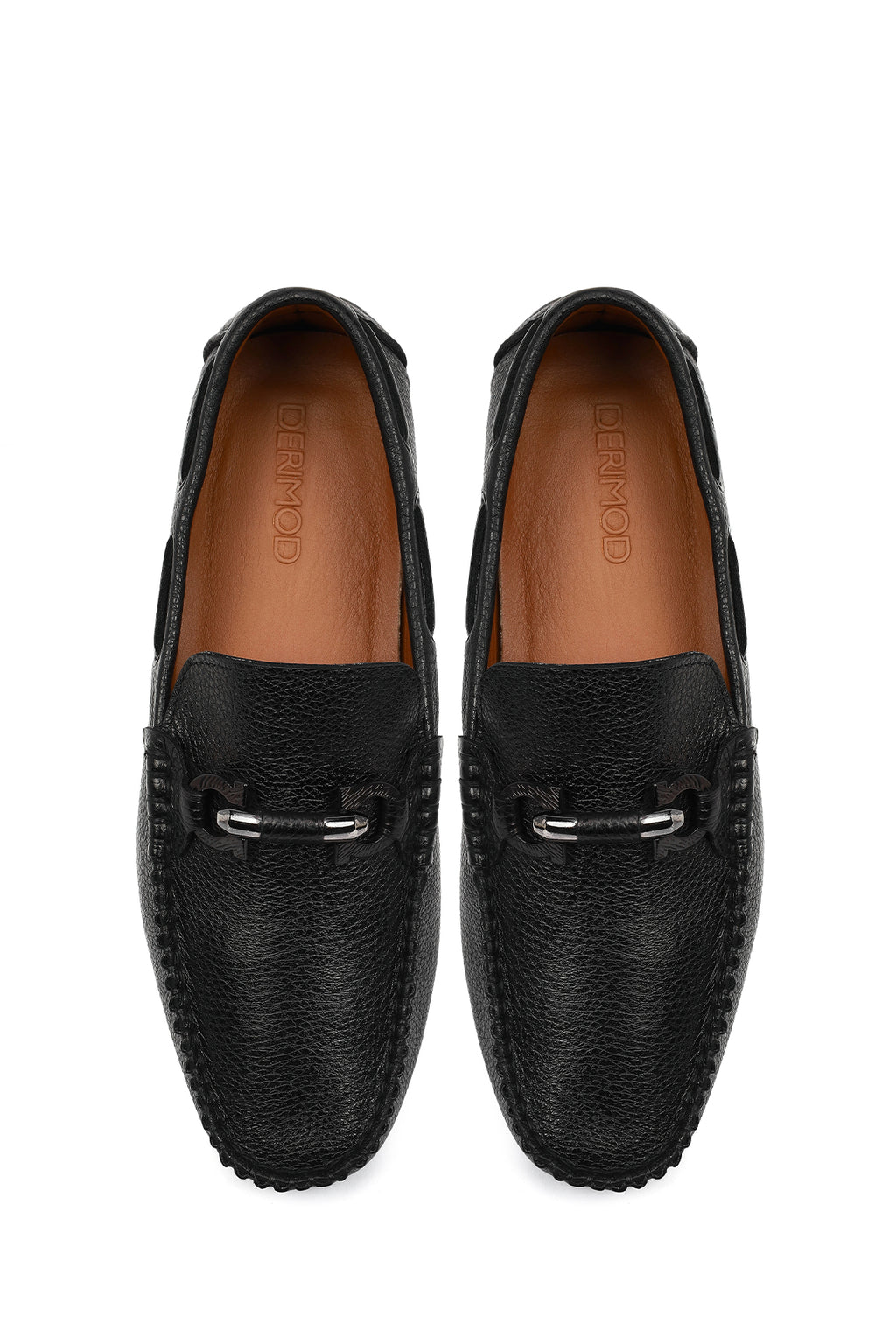 Erkek Siyah Tokalı Deri Casual Loafer