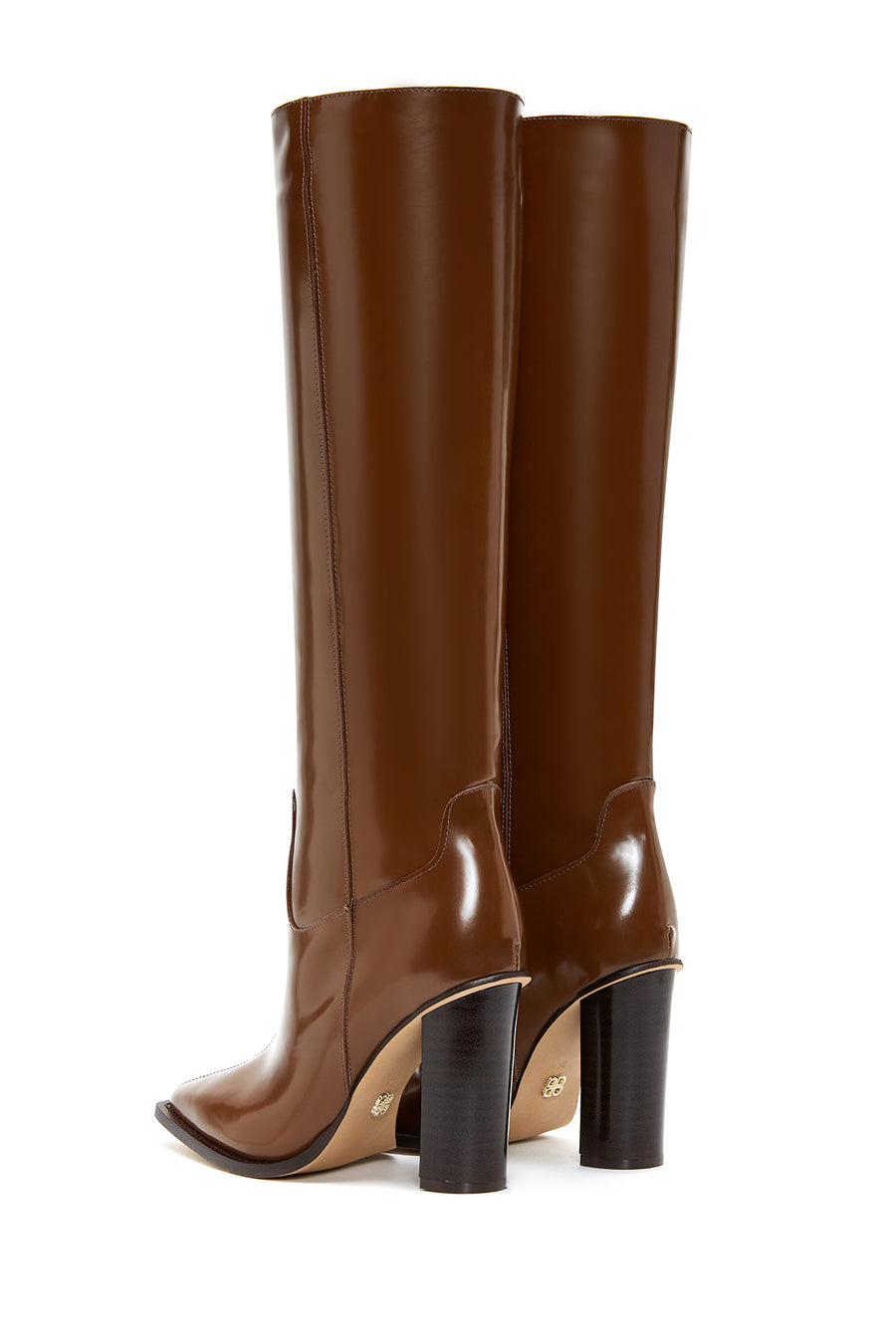 Women's Brown Leather High Heeled Boots
