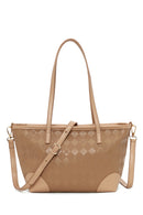 Woman Beige Long-Strap Printed Shoulder Bag | Derimod