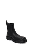 Woman Black Thick-Soled Leather Chelsea Boots | Derimod