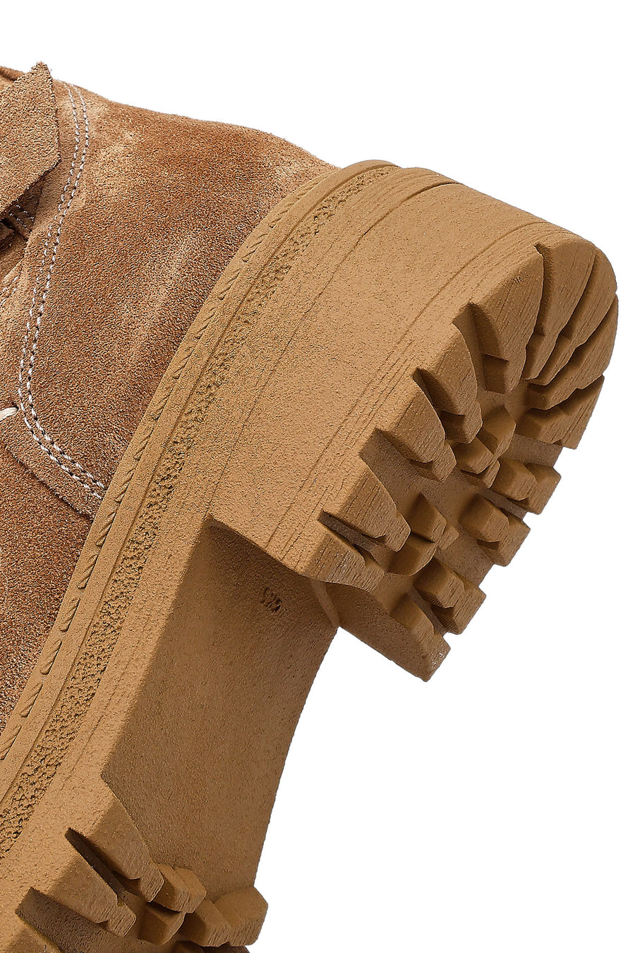 Women's Tan Zippered Thick Sole Suede Leather Boot