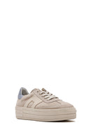 Women's Beige Lace-Up Suede Leather Sneaker | Derimod