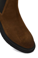 Men's Brown Zippered Suede Leather Boot | Derimod