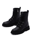 Women's Black Leather Zippered Boots | Derimod