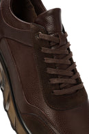 Men's Brown Lace-Up Thick-Soled Leather Casual Sneaker | Derimod