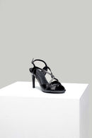 Women's Black Faux Leather Sandals | Derimod