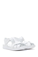 Women's White Strappy Leather Comfort Sandals | Derimod
