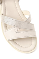 Woman Cream Ankle-Strap Leather Sandals | Derimod