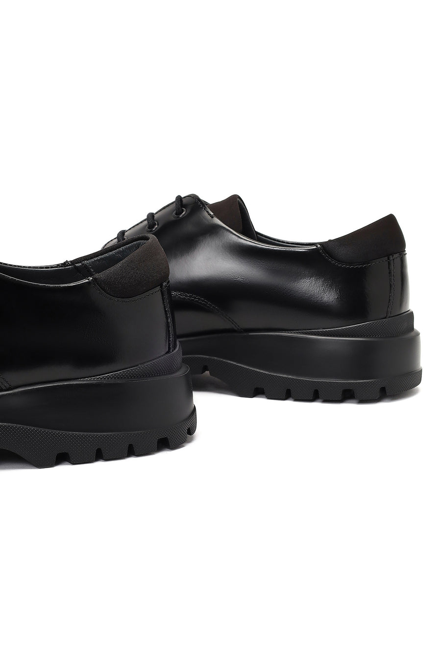 Men's Black Lace-Up Thick-Soled Leather Casual Shoe