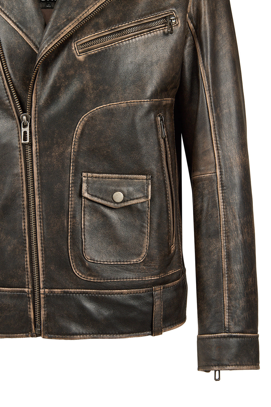 Carter Erkek Kahverengi Biker Deri Mont