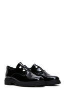 Women's Black Patent Leather Masculine Shoes | Derimod
