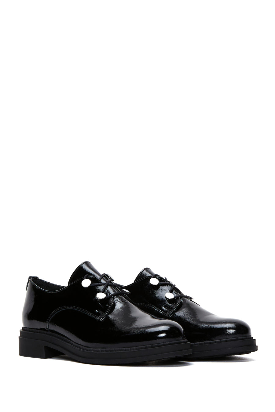 Women's Black Patent Leather Masculine Shoes
