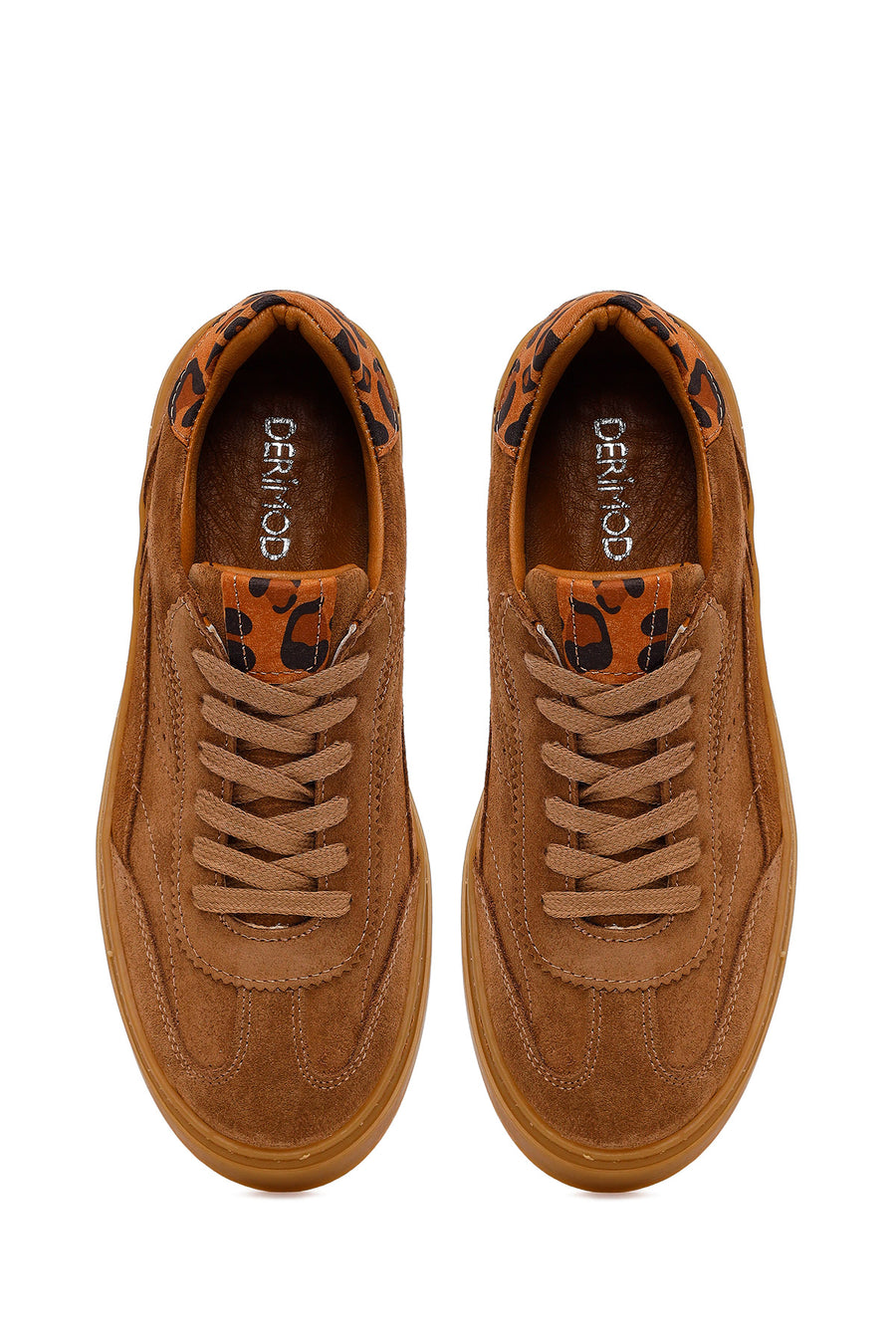 Kadın Taba Bağcıklı Süet Deri Sneaker
